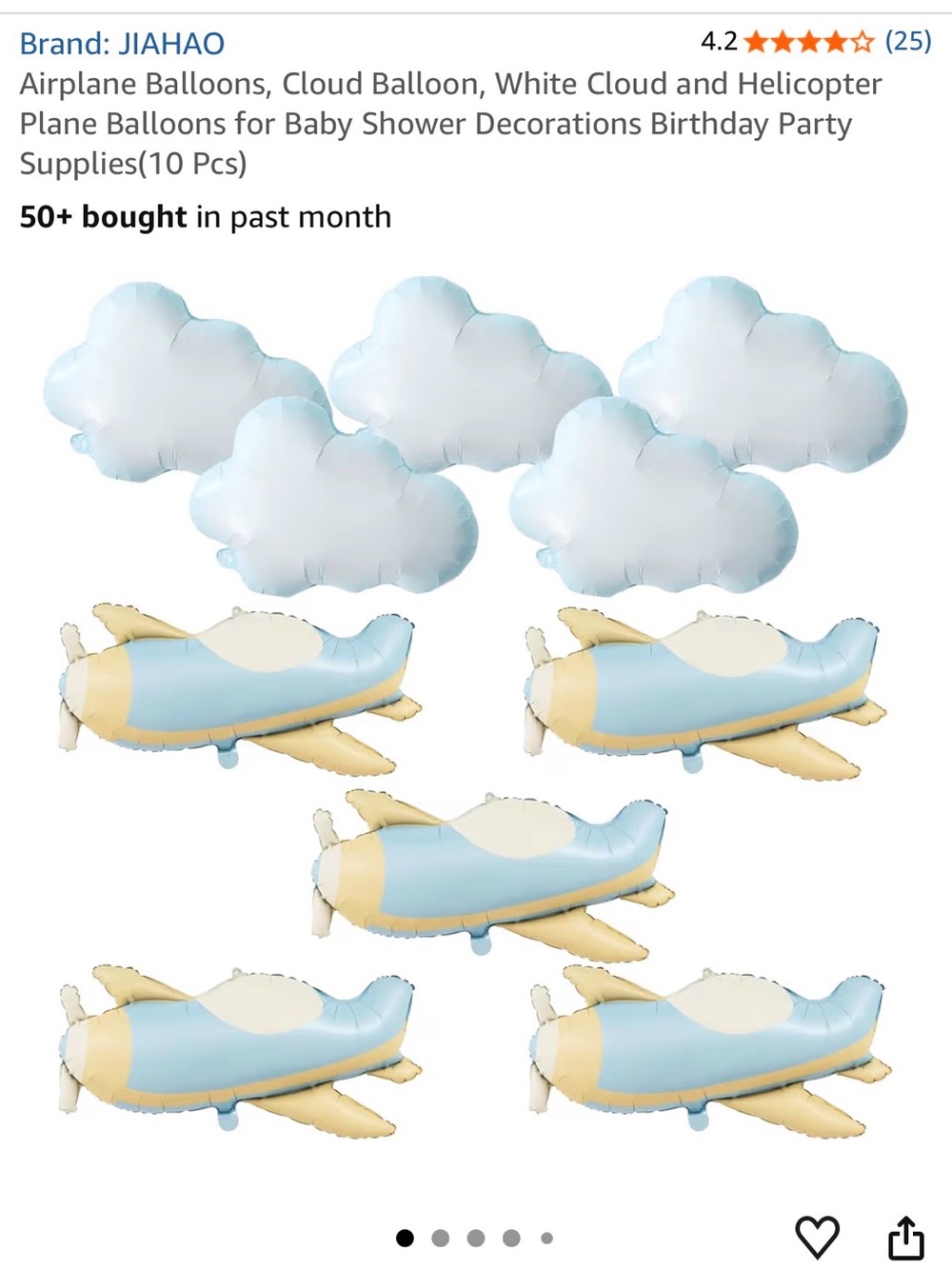 JIAHAO Cloud & Airplane Balloon Party Set - Blue and Cream